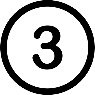 An icon of the number three.
