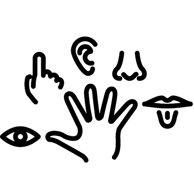 An icon with mini images of different external body parts, like the nose, mouth, and eyes.